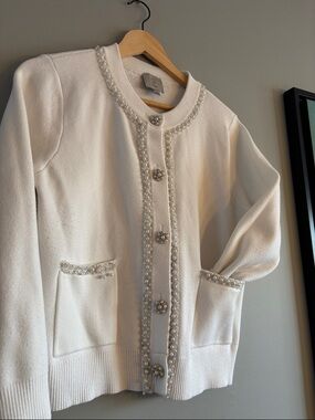 Cream Cardigan Knit Elegant Details